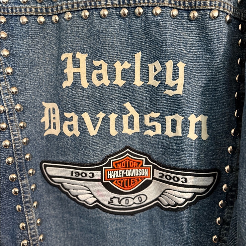 Rare Vintage STONY RIVER Harley Davidson Custom Patches Denim Jacket 80s XL - Picture 11 of 12